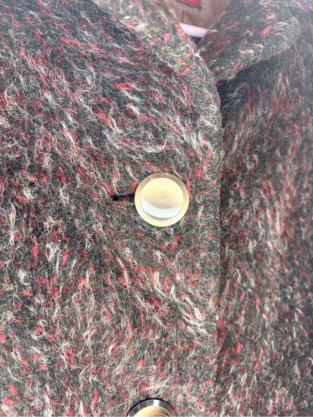 Brown Multi Textured Button-Front Pea Coat - Picture 3 of 10